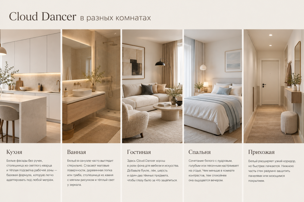 Cloud Dancer в разных комнатах